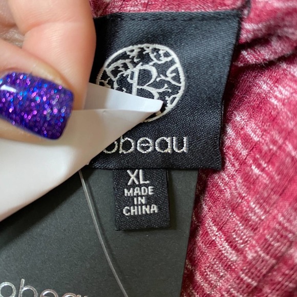 BOBEAU for NORDSTROM Women's Maroon Space Dye Sleeveless Ribbed Knit Shell sz XL - Picture 8 of 13